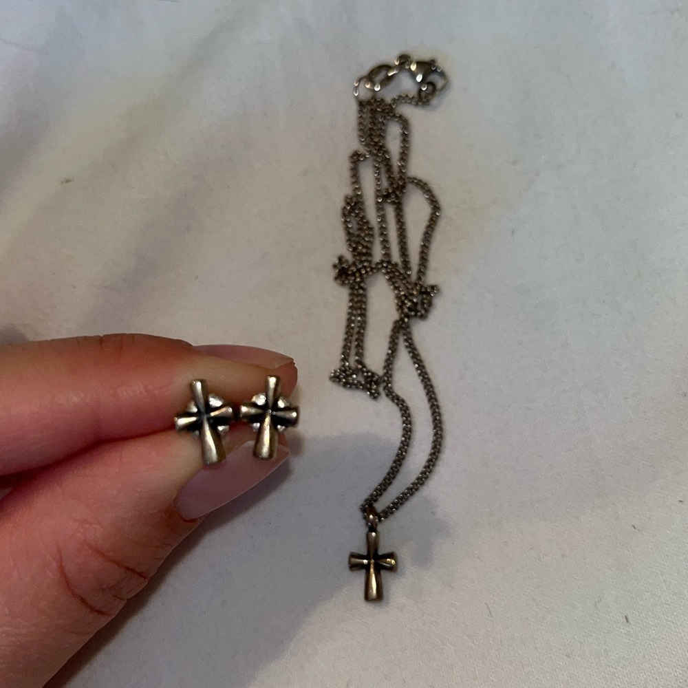 James Avery cross necklace and earrings set